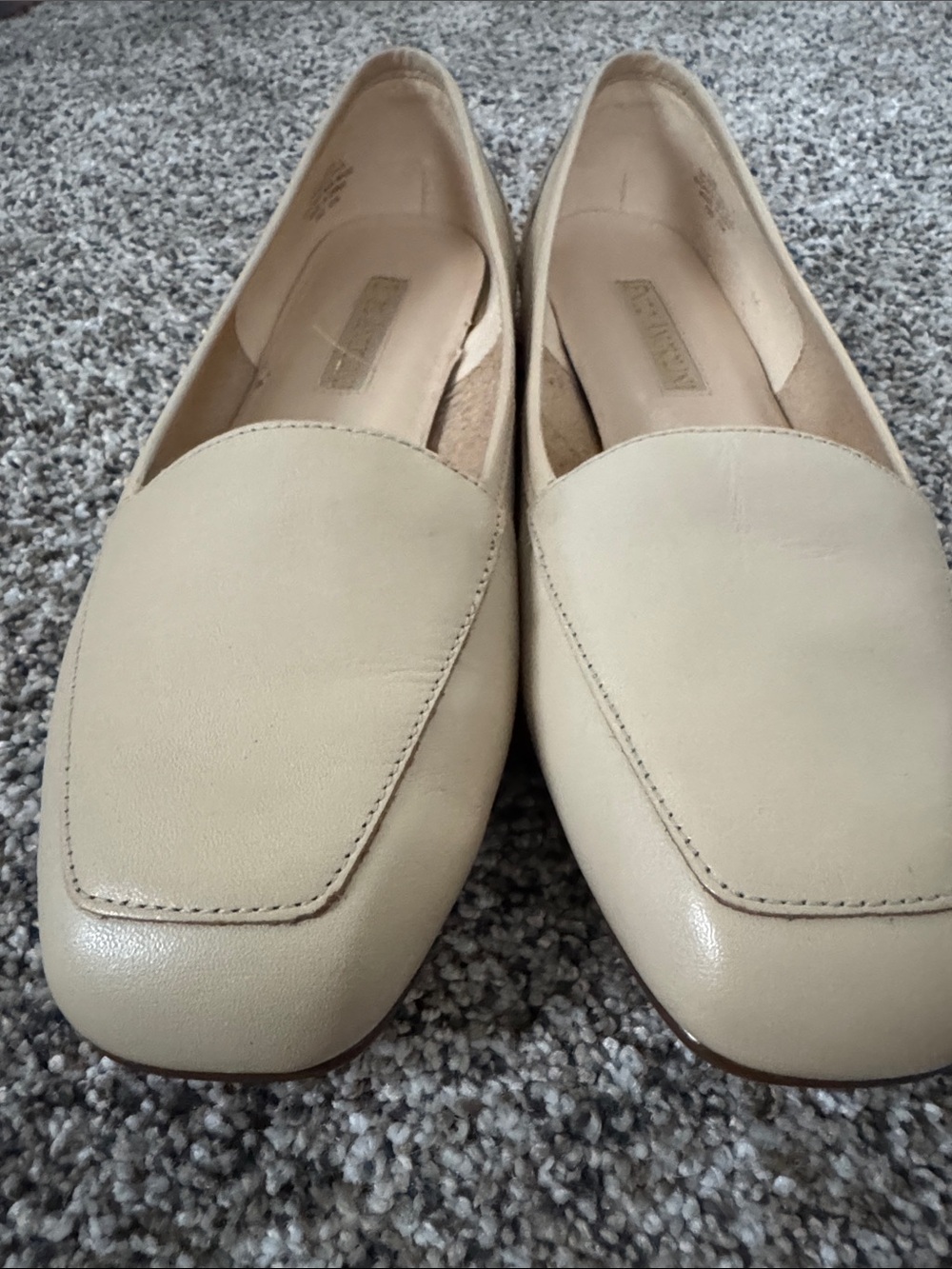 Enzo Angiolini Cream Leather Square-Toe Loafers